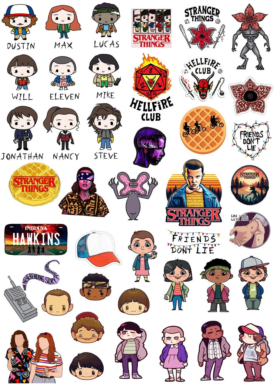 Стікери наклейки Дуже дивні справи Stranger Things Дивні дива А3 аркуш (stik_297)