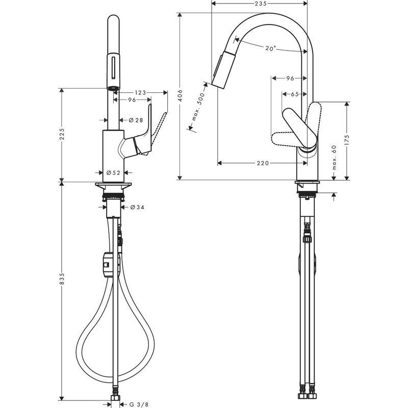 Смеситель для кухни Hansgrohe Focus с накидной гайкой 1/2 (31815000) - фото 3