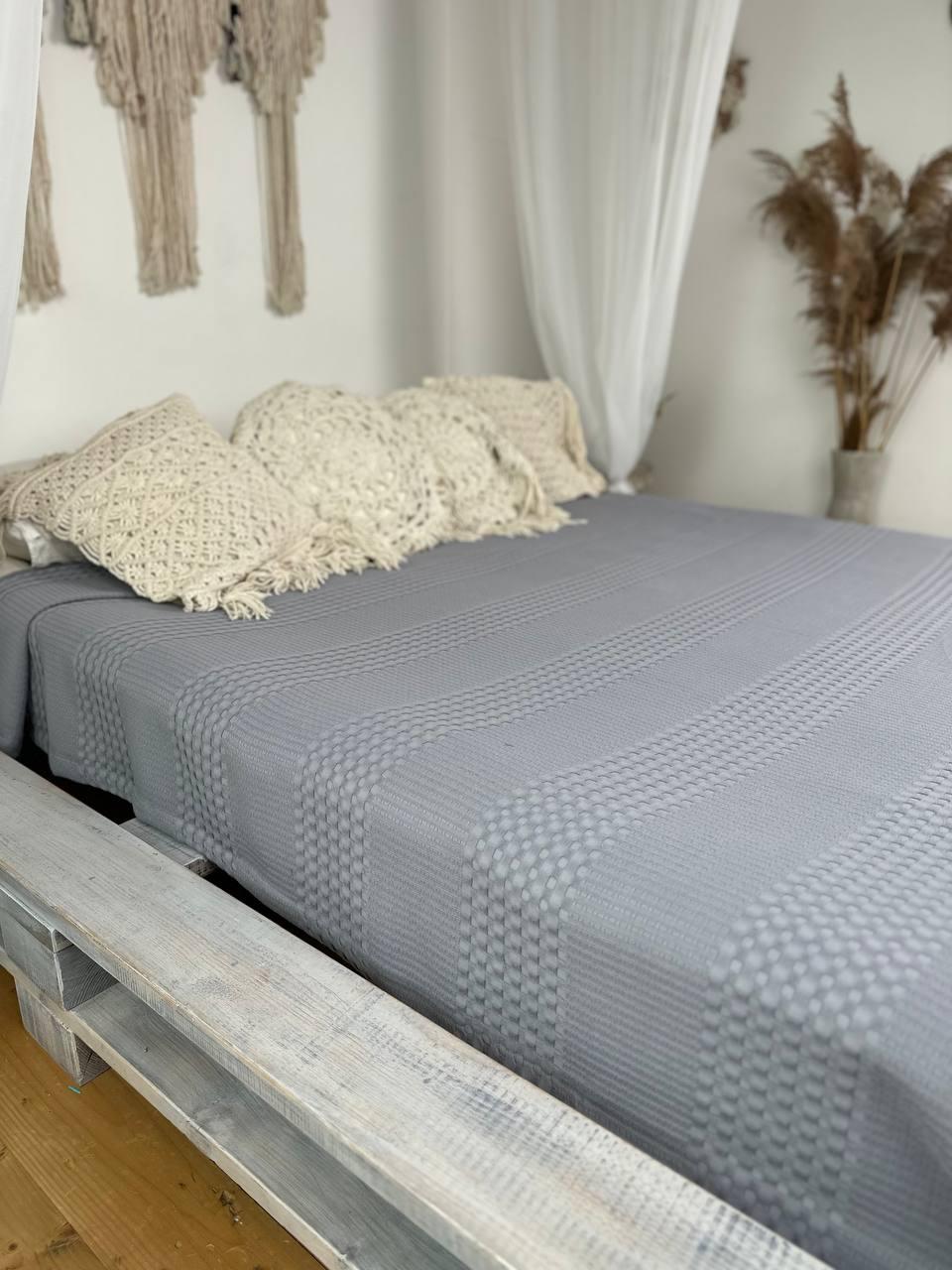 Покрывало Pike хлопок 140x230 см Серый (18213964) - фото 4