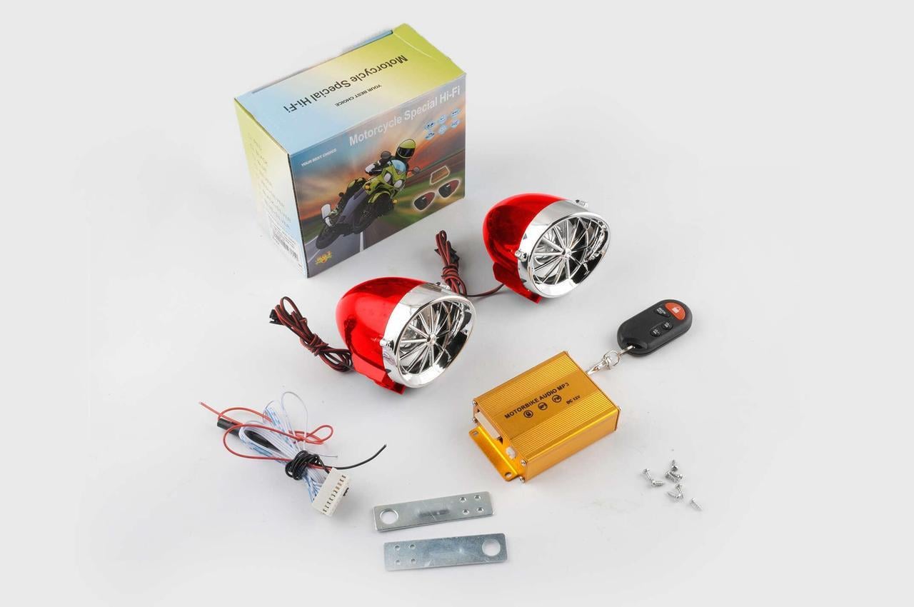 Аудиосистема BEST CHOICE 3.5 подсветка сигнализация/МР3/FM/SD/USB/пульт управления разъем ППДУ 3K Красный/Хром (2177140849)