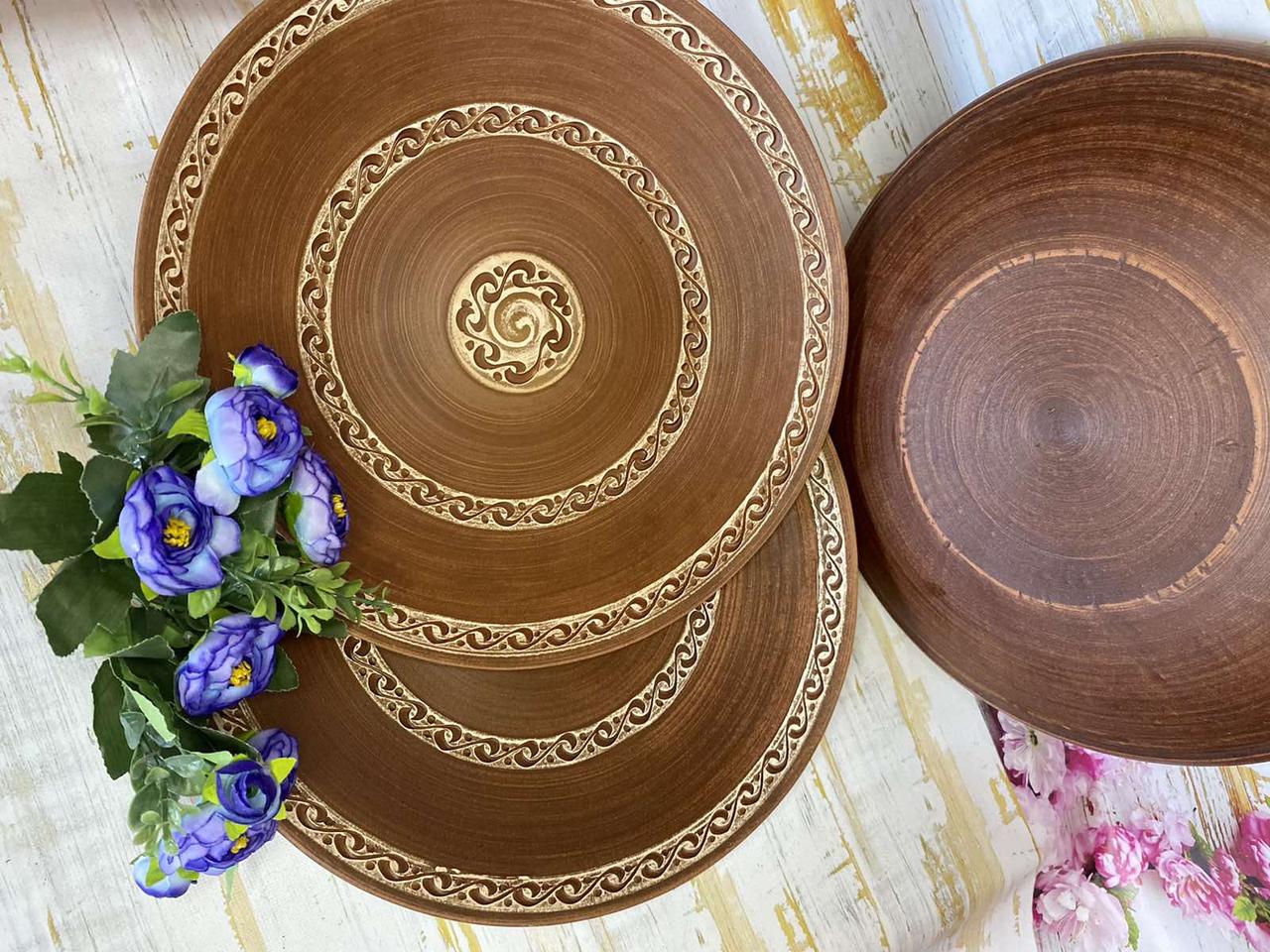 Блюдо ангоб з червоної глини 340 мм (1433000748) - фото 2 Блюдо ангоб з червоної глини 340 мм (1433000748) - фото 2