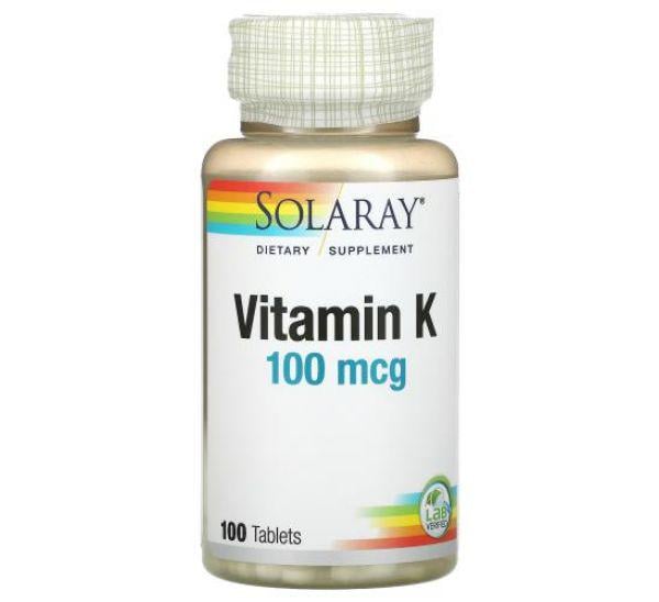 Витамин К Solaray Vitamin K 100 mcg 100 Tablets