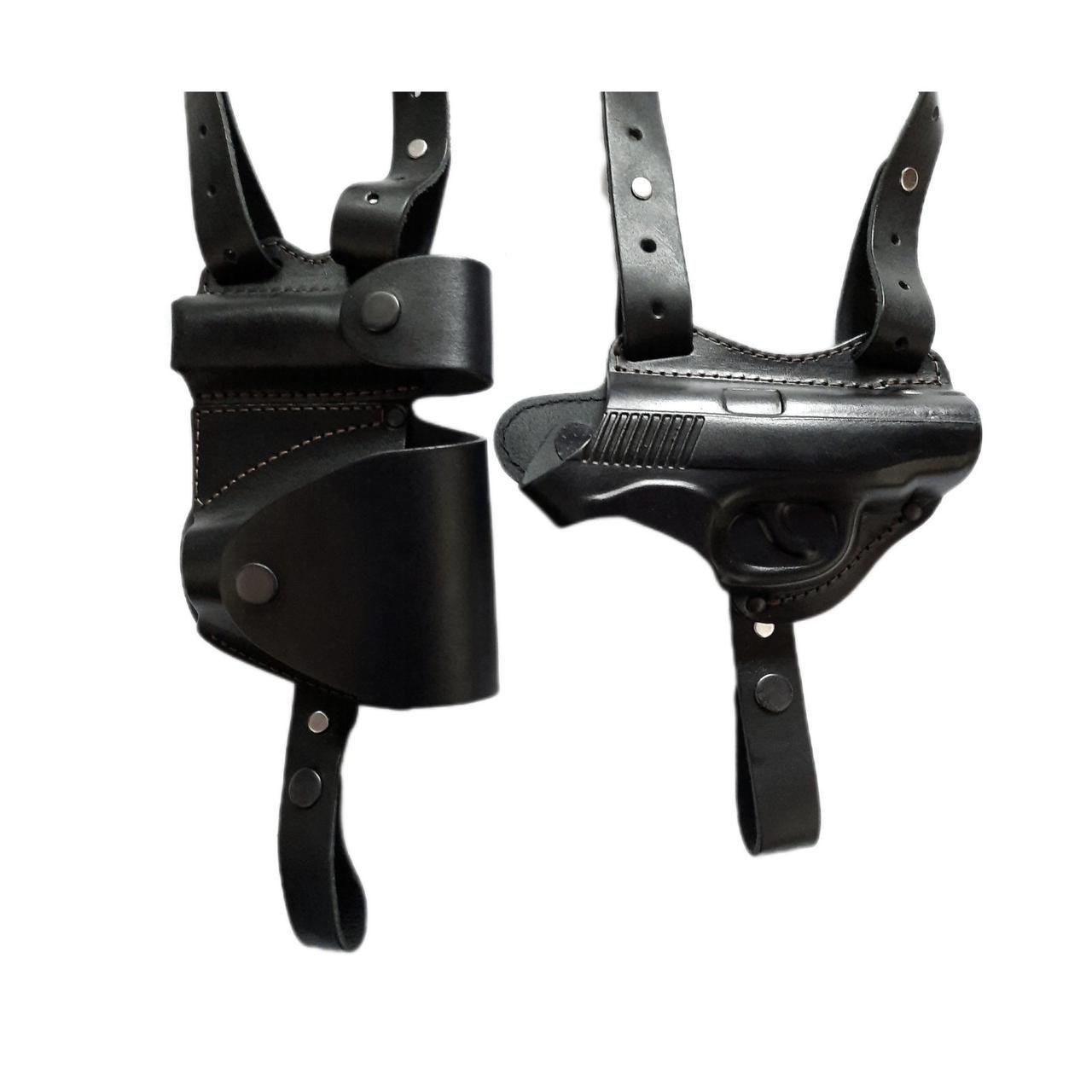 Кобура двусторонняя ПМ формованная с чехлами под магазин и наручники Черный (1839053781) - фото 2 Кобура двусторонняя ПМ формованная с чехлами под магазин и наручники Черный (1839053781) - фото 2