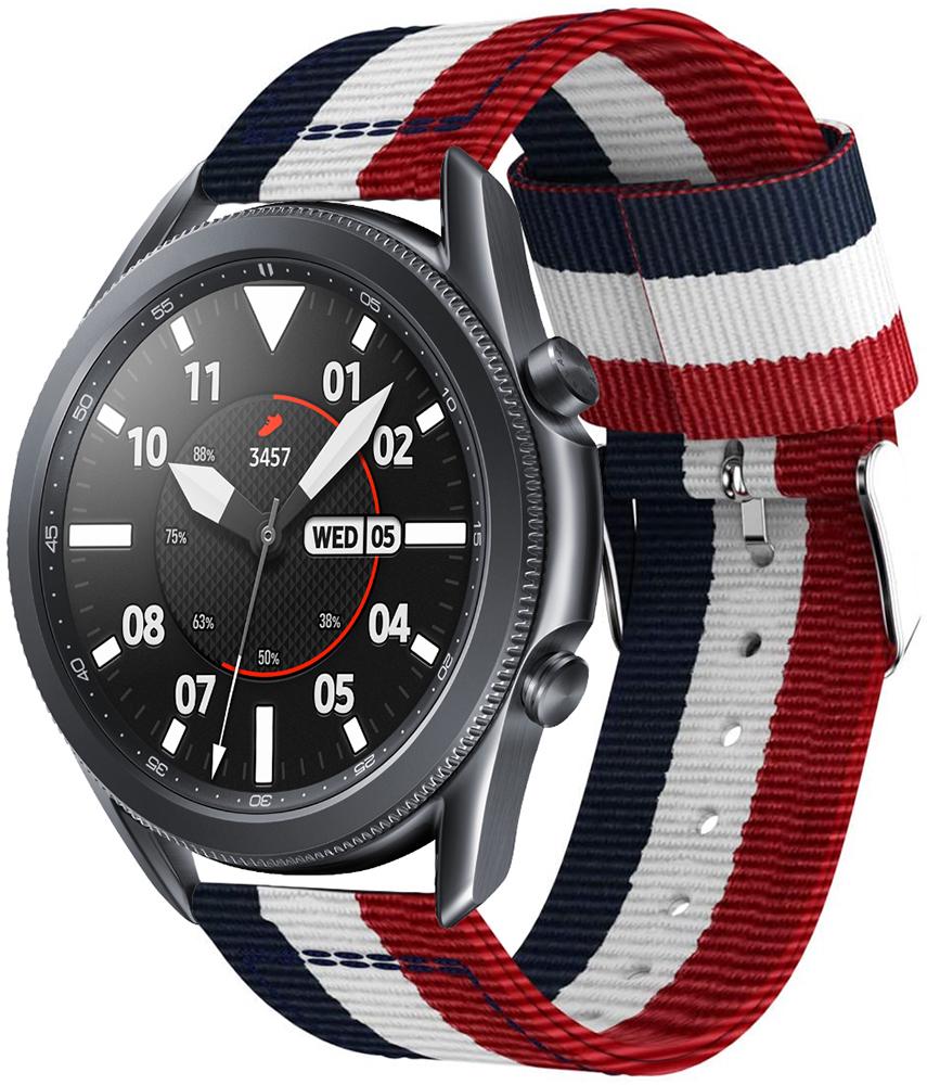 Ремінець тканинний Canvas для Samsung Galaxy Watch 3 45 мм Red/White/Blue (19654)