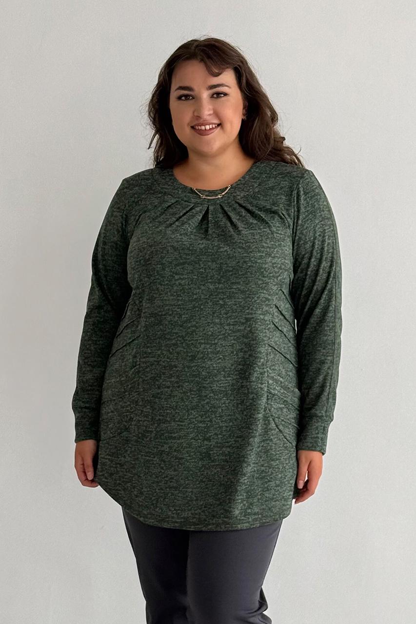 Туніка жіноча PANNI Олена довгий рукав р. 64-66 Зелений (Р2508252242)