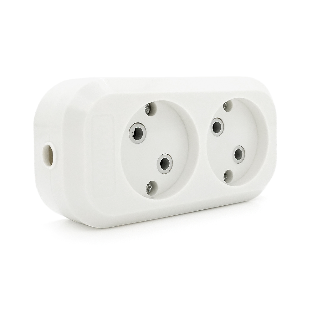 Розеткова колодка для подовжувача Merlion MBR-2W подвійна розетка 220V без заземлення Q160 (YUT_V4255)
