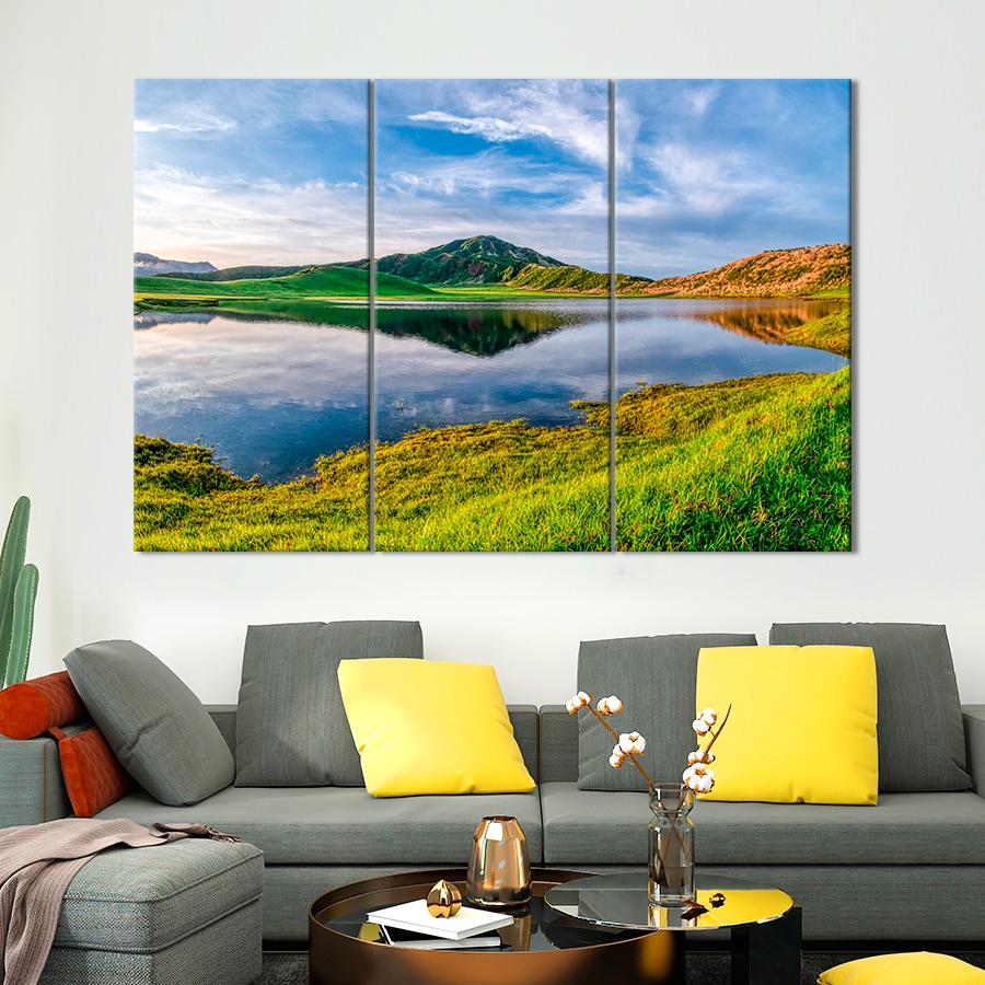 Картина природа Голубое небо над озером Тузколь 128x81 см (A1121-3)