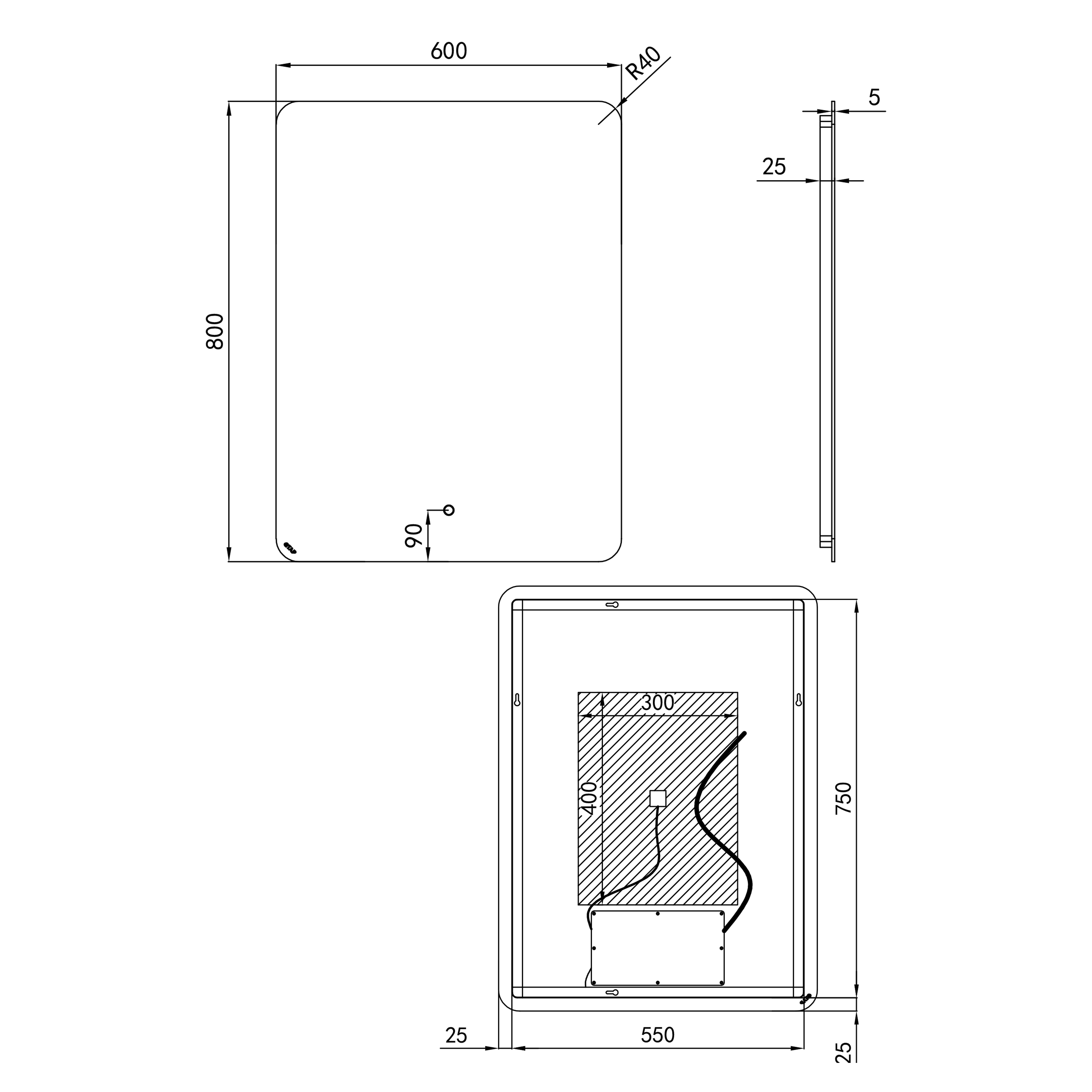 Зеркало Qtap Scorpio QT14781003W с LED-подсветкой Touch/с антизапотеванием/с диммером/регулировкой температуры цвета 3000-6500K Reverse 800х600 мм (SD00045736) - фото 2