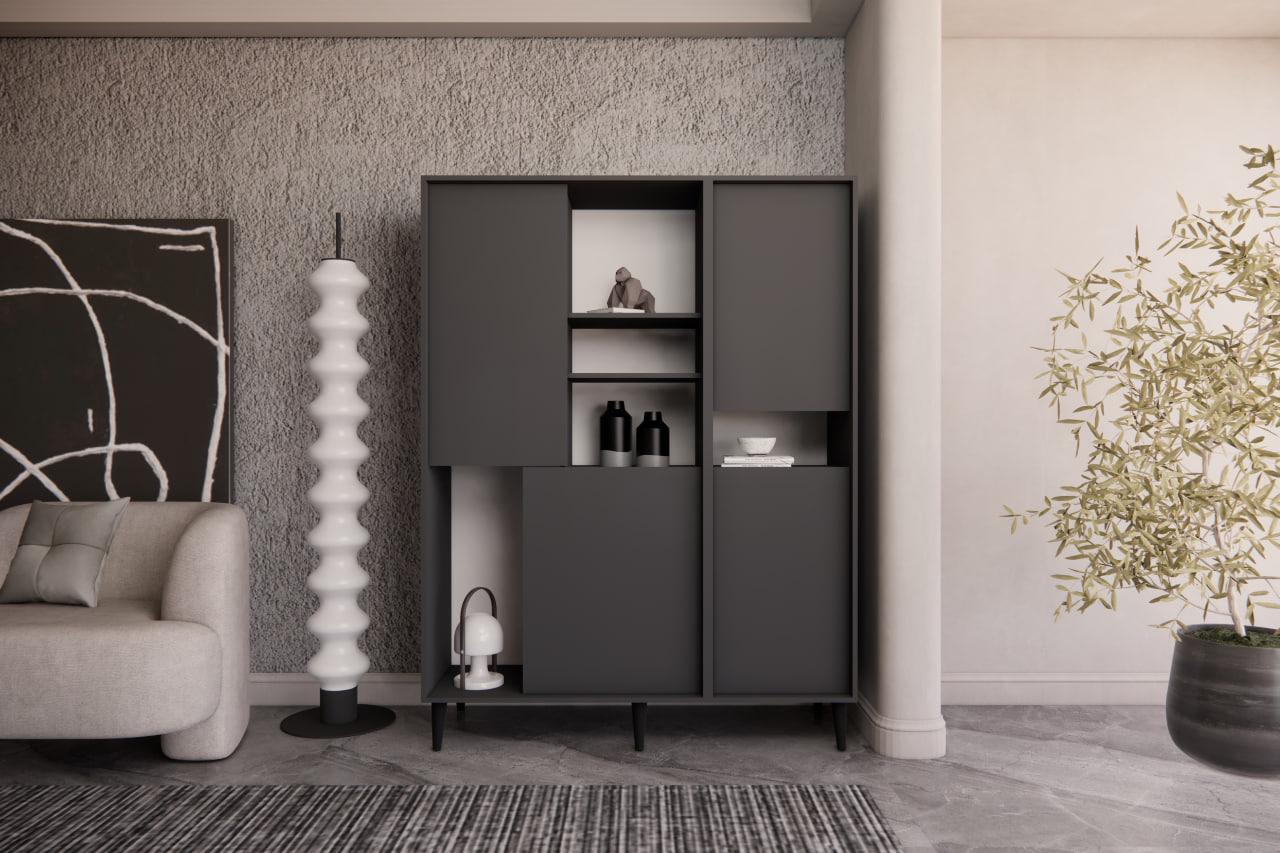 ​Шкаф на 4 секции Mebex ROYALE 1400х1840х460 мм Графит (ROYALE4F1400DGDG)