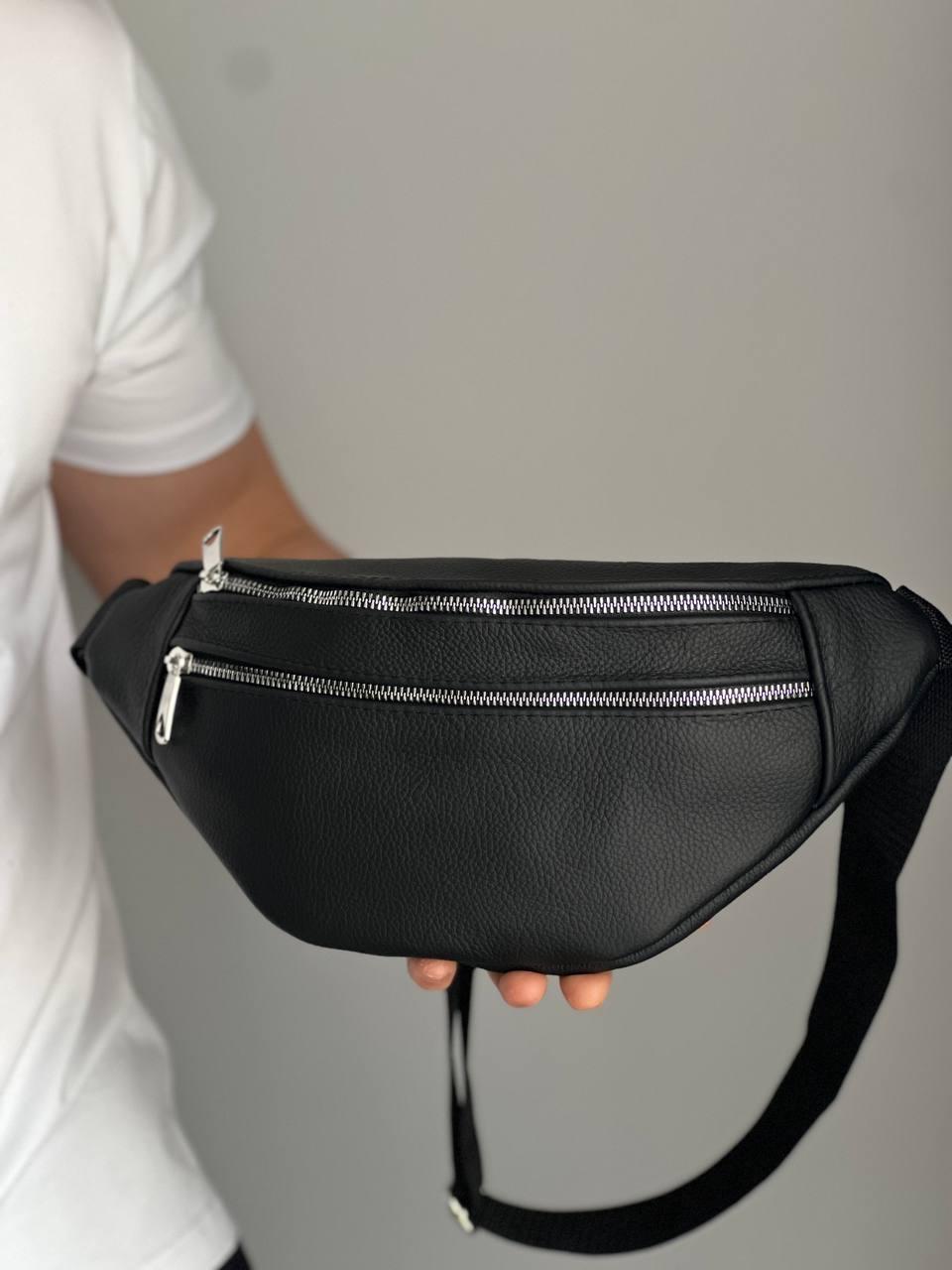 Сумка бананка на пояс мужская натуральная кожа флотар Черный (743593959) - фото 3 Сумка бананка на пояс мужская натуральная кожа флотар Черный (743593959) - фото 3