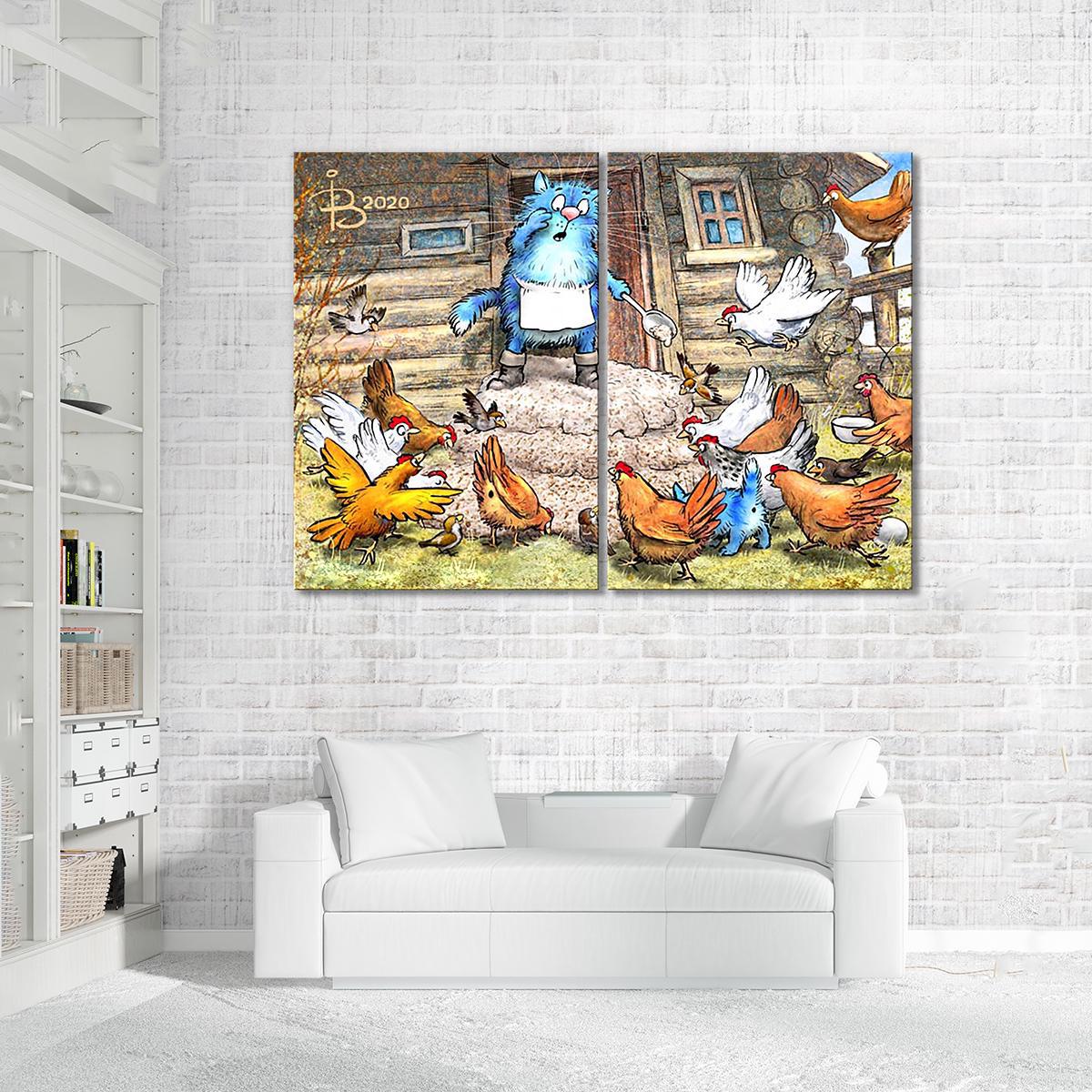 Модульная картина ЧП во дворе 2 модуля 50x75 см