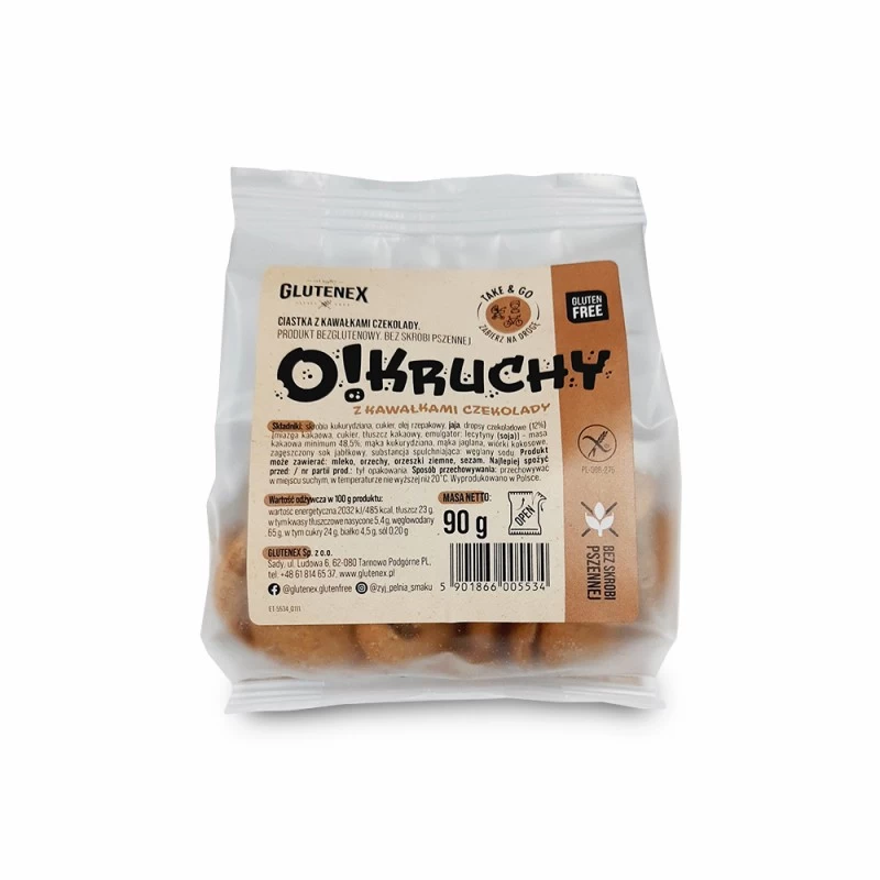 Печиво без глютену Glutenex O!kruchy 90 г з шоколадною крихтою (5901866005534)