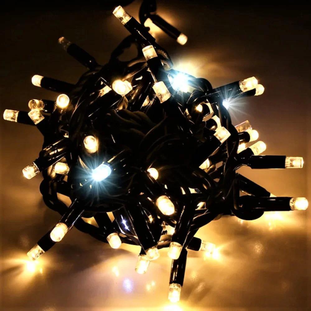 Гирлянда уличная Нить LED 100 Flash черный провод Желтый (1-184)