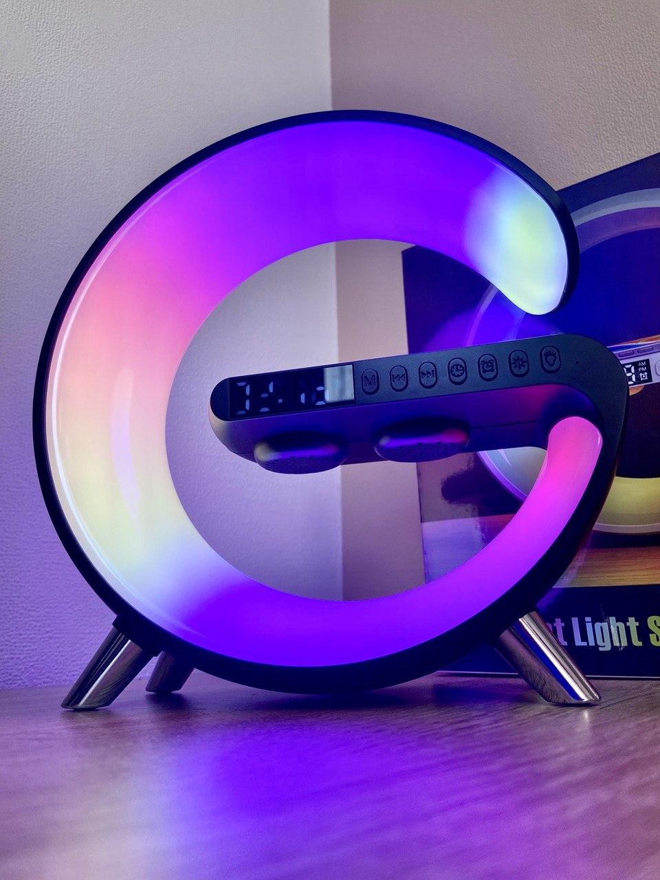 Зарядний бездротовий Smart Light Sound Machine з годинником/динаміками/лампою Black - фото 3