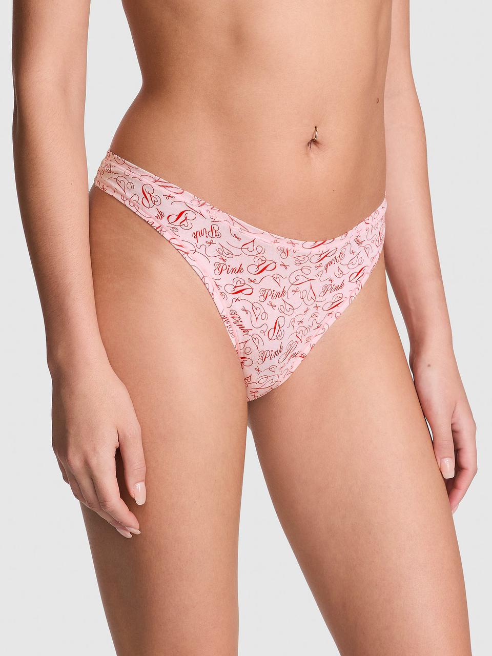 Труси жіночіки Victoria's Secret Logo Cotton High-Leg Thong Panty S Рожевий (2810869880)