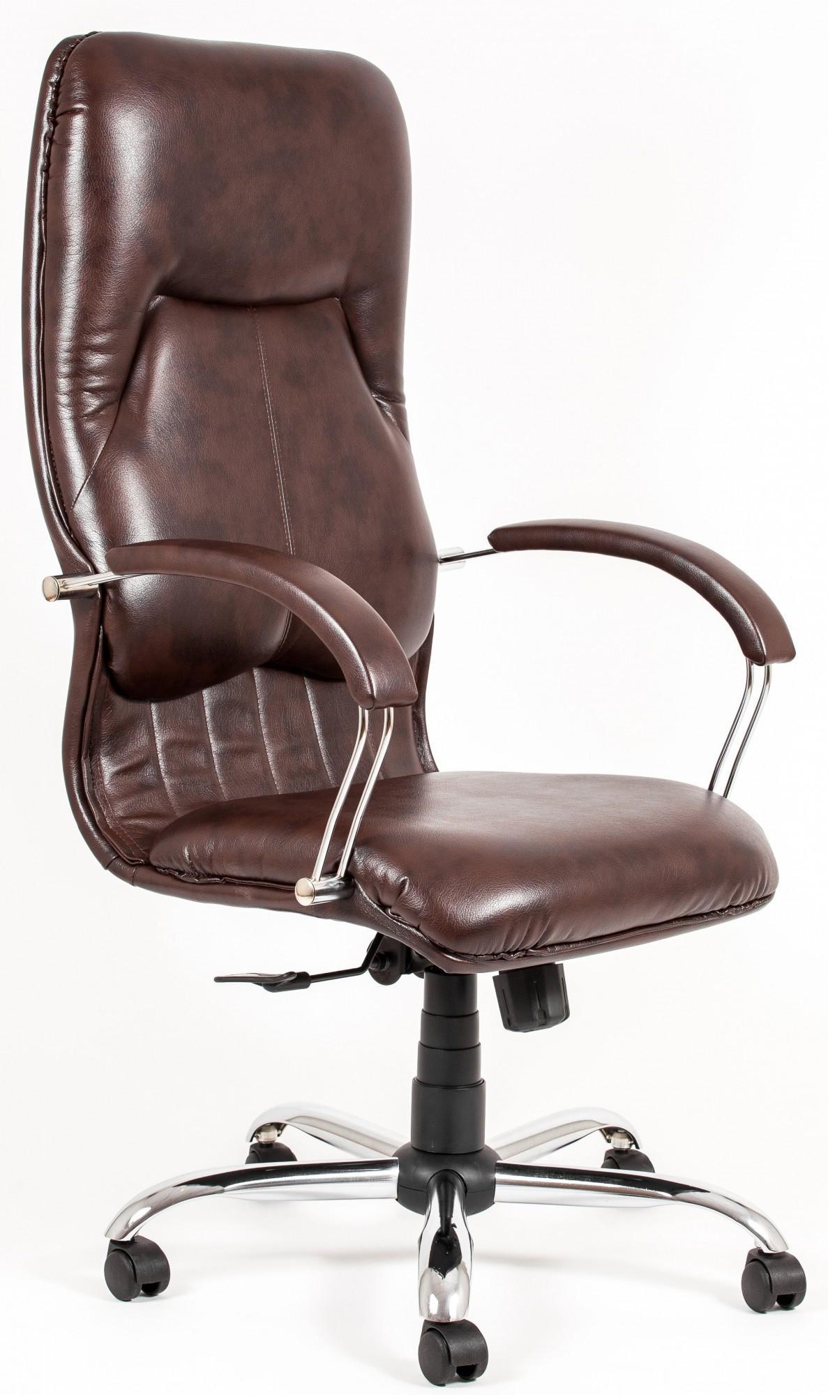 Кресло офисное компьютерное Nicosia Титан Dark Brown Хром М1 Tilt Коричневый