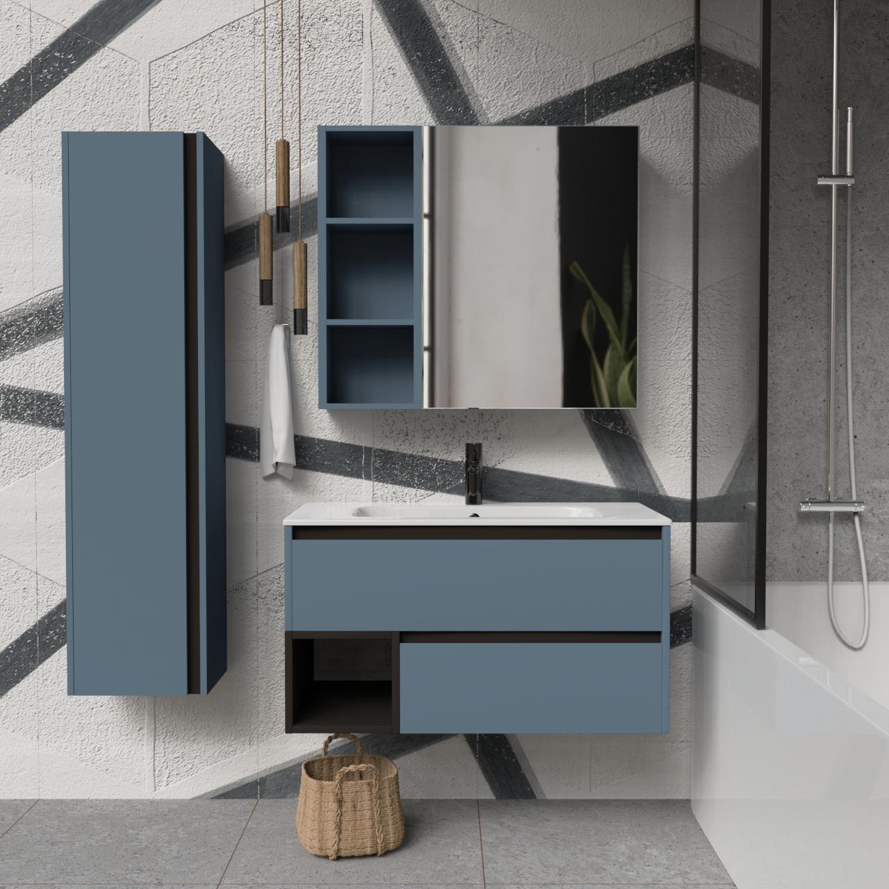 Тумба подвесная с раковиной MVK Vostok Craft 100 В2 1000х450х530 мм Синий Альби (c2100alb) - фото 4