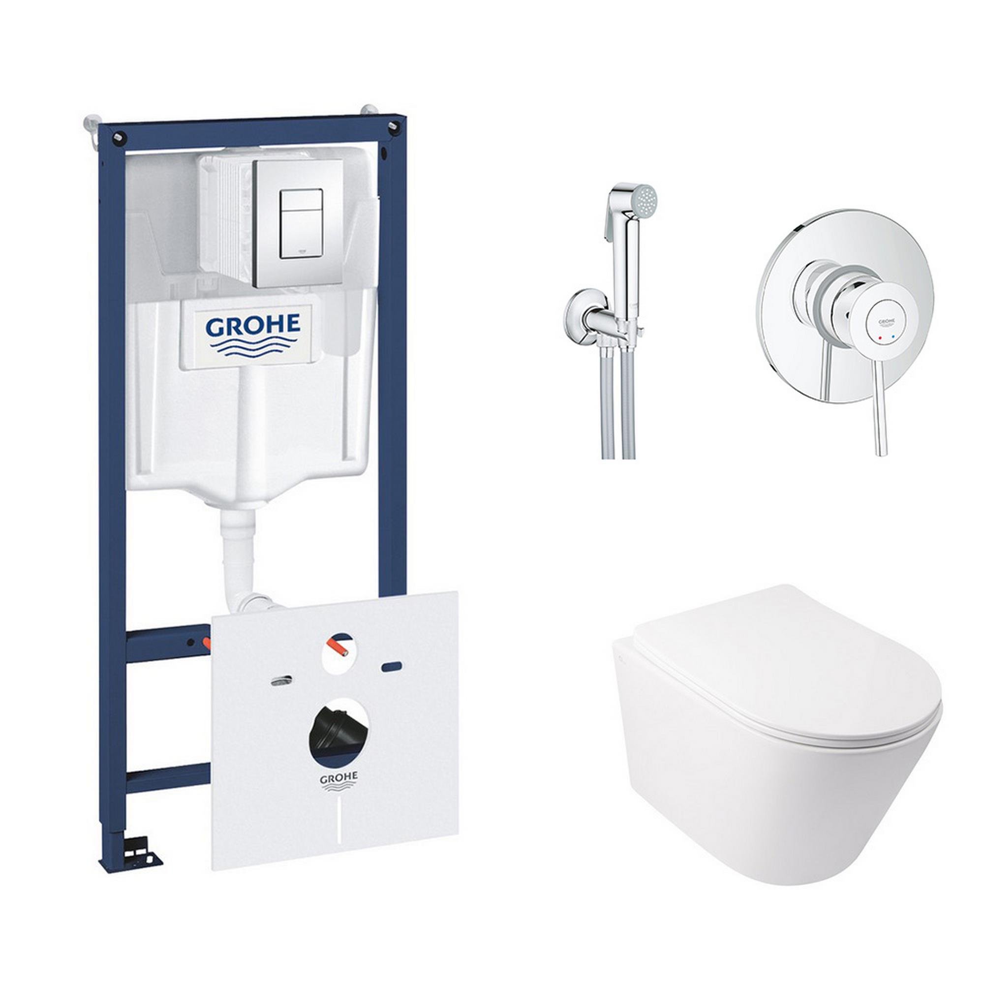Комплект инсталляции Grohe Rapid SL 38827000QT16335178W2904800S с унитазом и кнопкой Хром (75789)