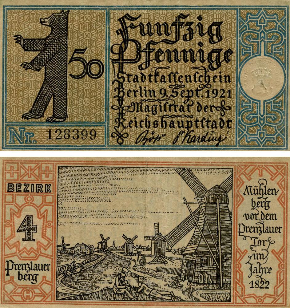 Колекційна банкнота Німеччина Нотгельд 50 пфеннігів 1921 F-VF Берлін Різновид 2 (Б18835)