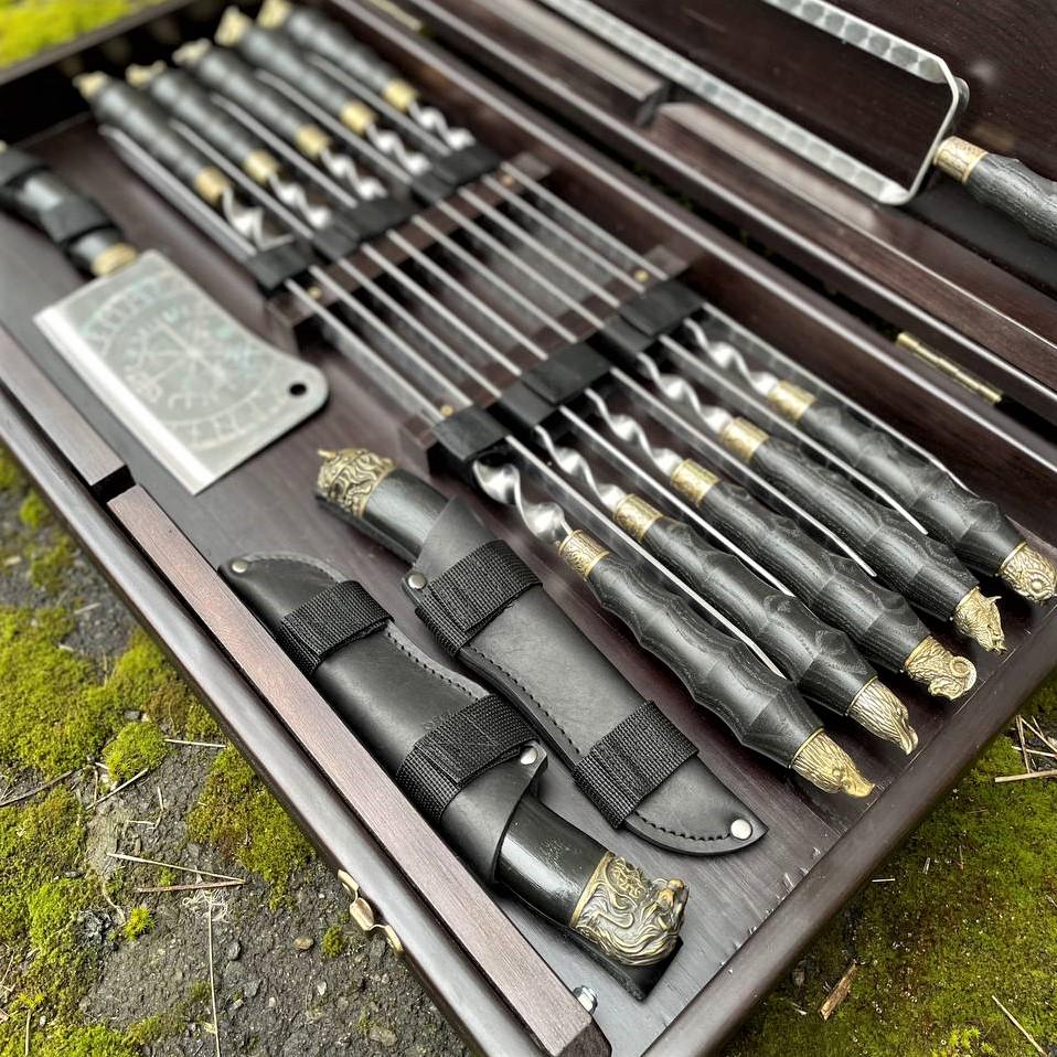 Набір шампурів Категат Gorillas BBQ в дерев'яній коробці - фото 3 Набір шампурів Категат Gorillas BBQ в дерев'яній коробці - фото 3