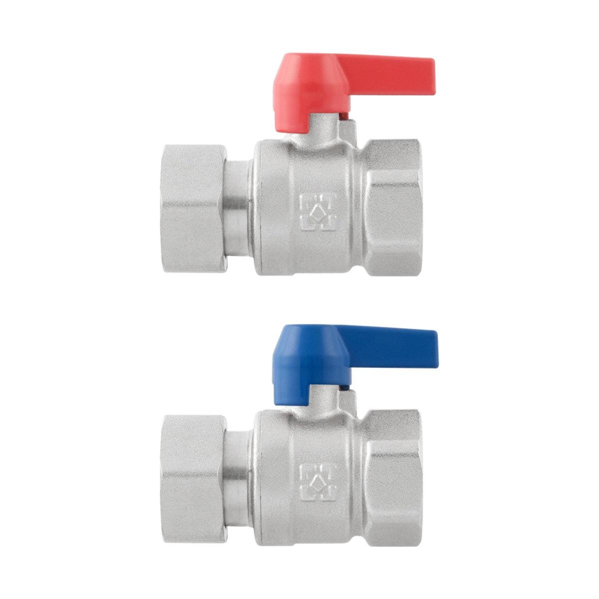 Комплект кранов шаровых Raftec прямой с накидной гайкой ВВ 1" RVMK03 (SW-98616) - фото 2