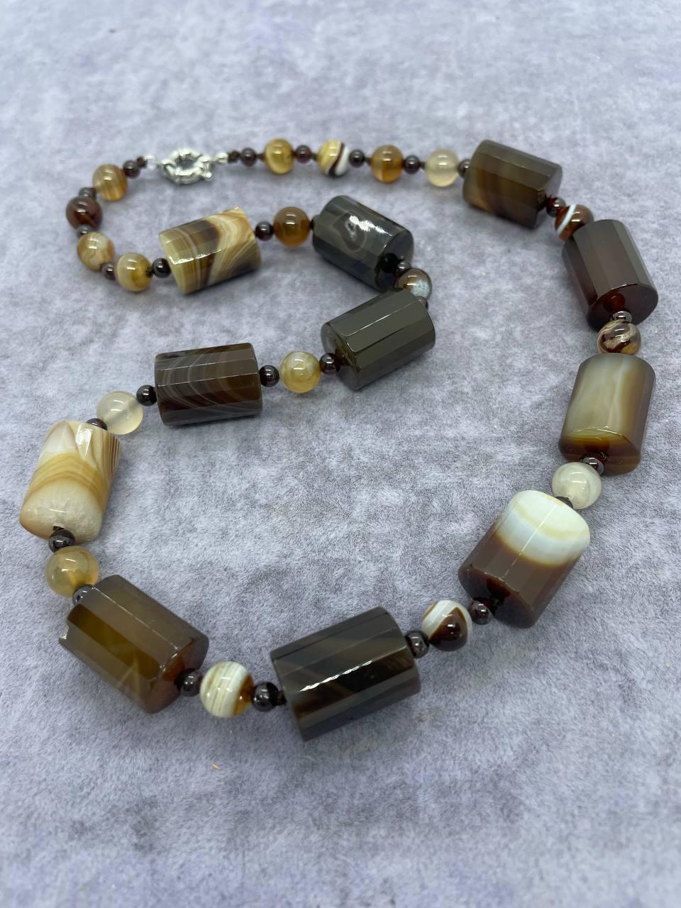 Намисто агат 50 см Коричневий (9825)