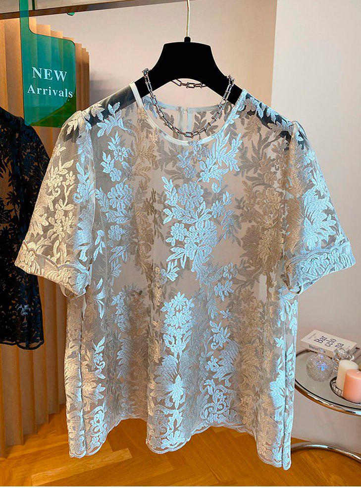 Блуза жіноча ажурна р. 48 Бежевий (NT-211-48) - фото 8