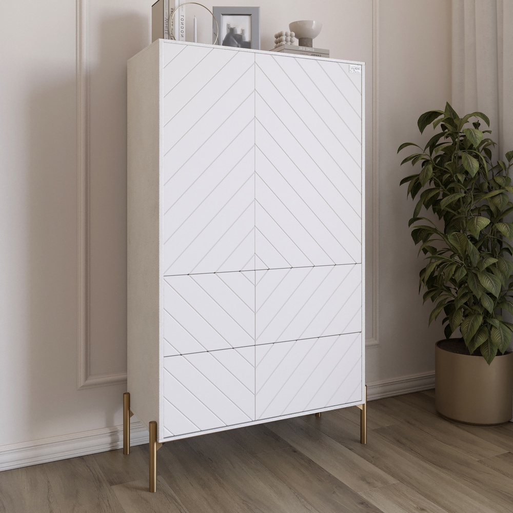 Комод-пенал Lion Амарант 84x40x150 см Бетон/Белый (LION-042191)