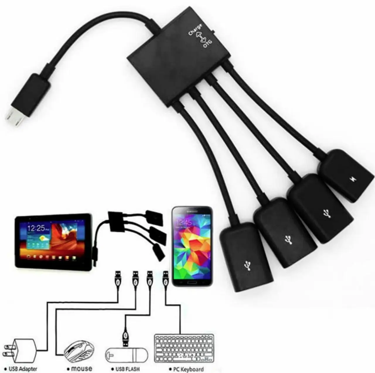 Адаптер для зарядки Micro USB 3 OTG (00660) - фото 5