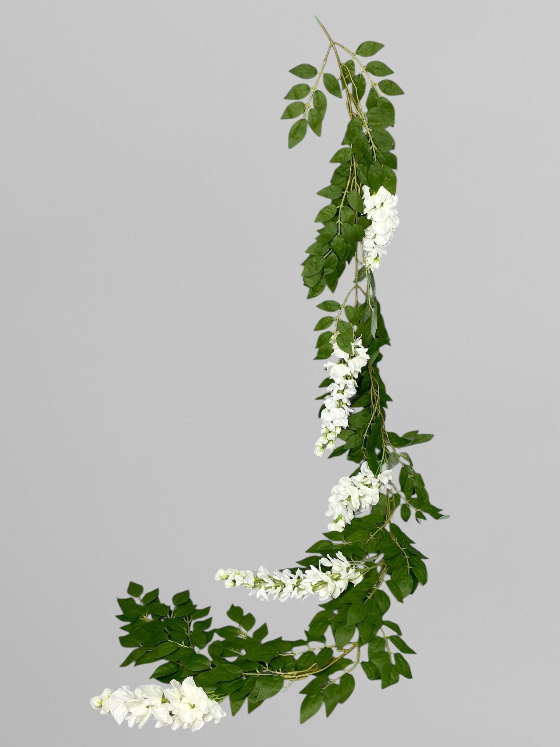 Искусственная глициния гирлянда 5 соцветий 200 см Белый (К12001)