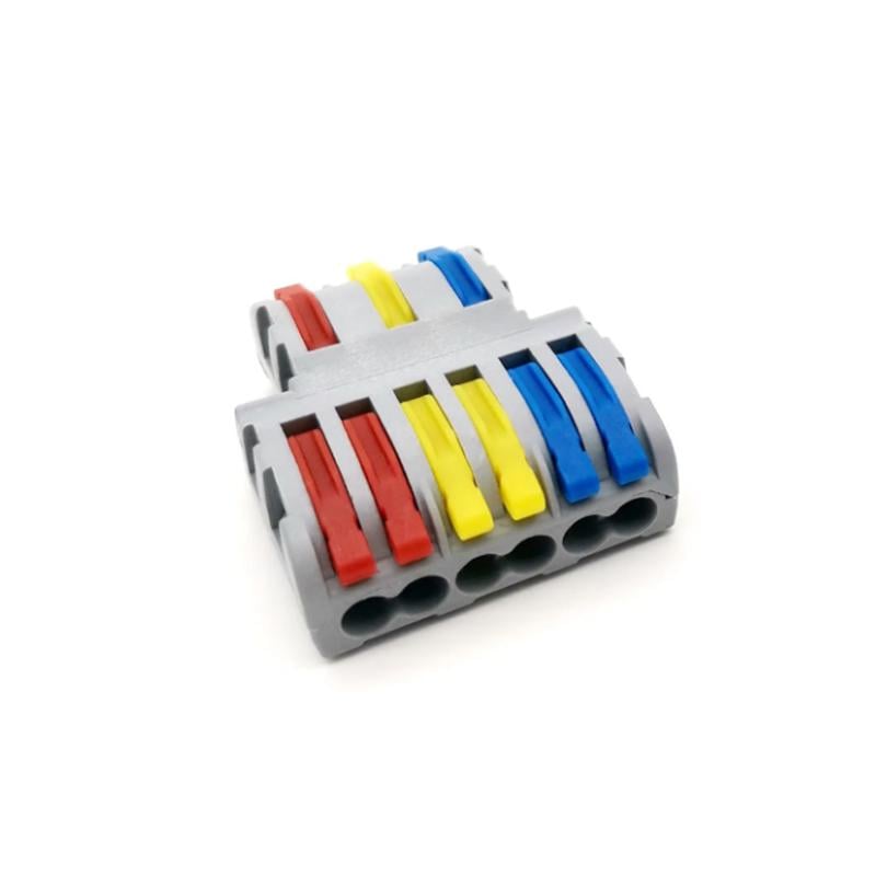 Клемма разветвляющая Tactix 0,08-4 мм2 32А 1-3+1-3+1-3 одинарная 39х49х14,5 мм крепеж 3,1 мм Разноцветный (SPL-93)