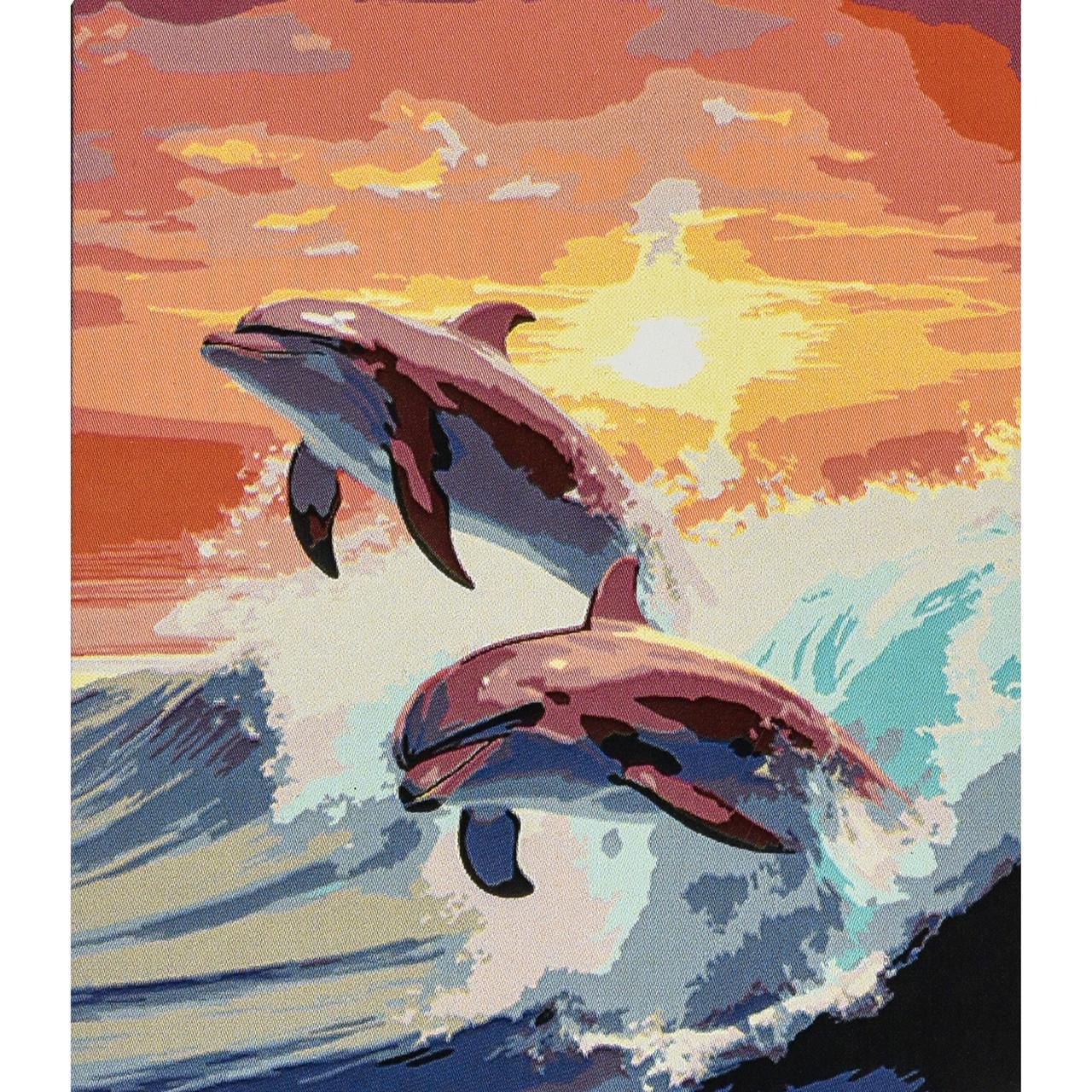 Картина за номерами Strateg Преміум Танець дельфінів 30х40 см (SS1167)