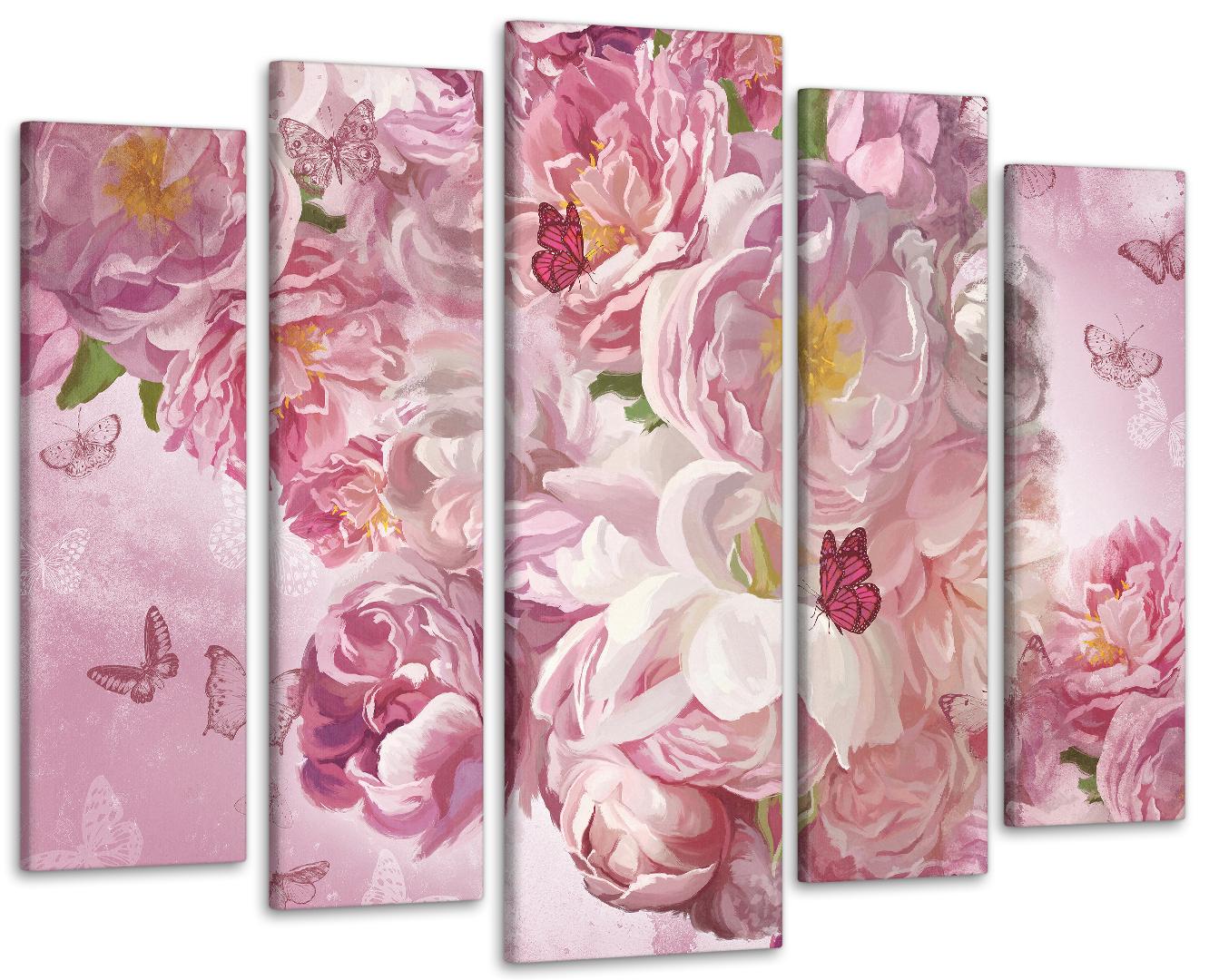 Картина модульна Піони Метелики 99х140 см (Art-486_5)
