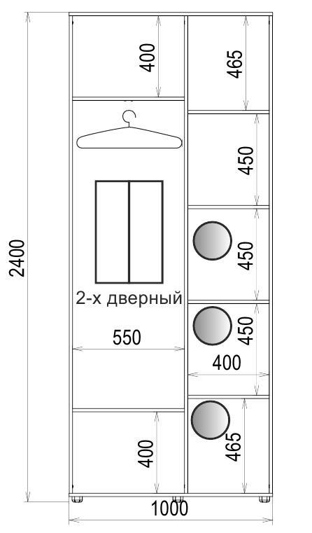 Корпус шкафа-купе Luxe CLS-1 1000x2400x600 мм Венге магия (20897) - фото 3