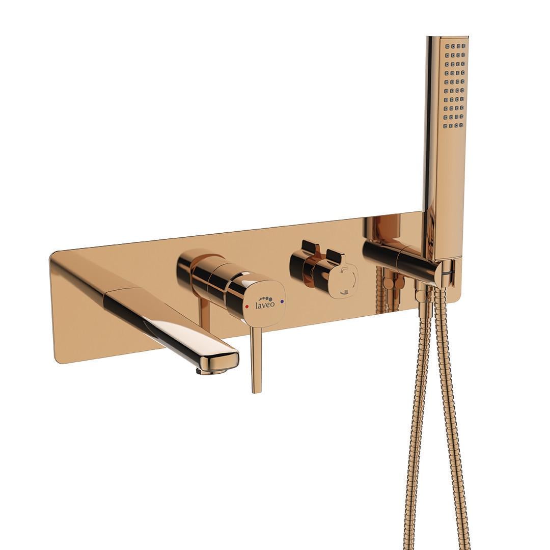 Смеситель для ванны Laveo POLA скрытый монтаж с душевым костюмом Розовое золото (BAP_811P)
