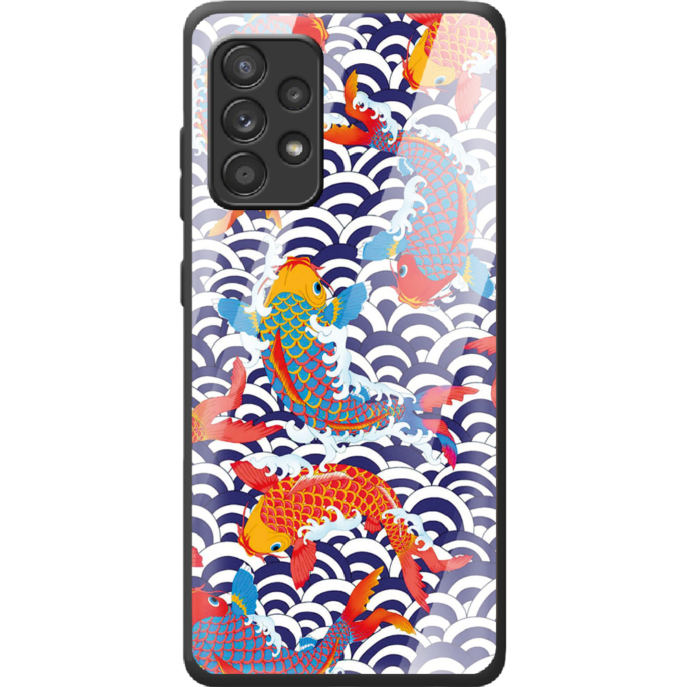 Чехол BoxFace Samsung A525 Galaxy A52 Koi Fish Черный силикон со стеклом (42075-up2477-42232)