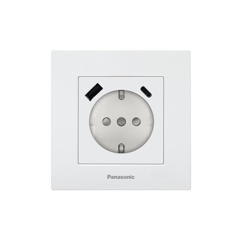 Розетка USB двойная Panasonic Karre Plus 55 2,1А 5В тип А+C ABS Белый (WDTC93312WH-UA1)