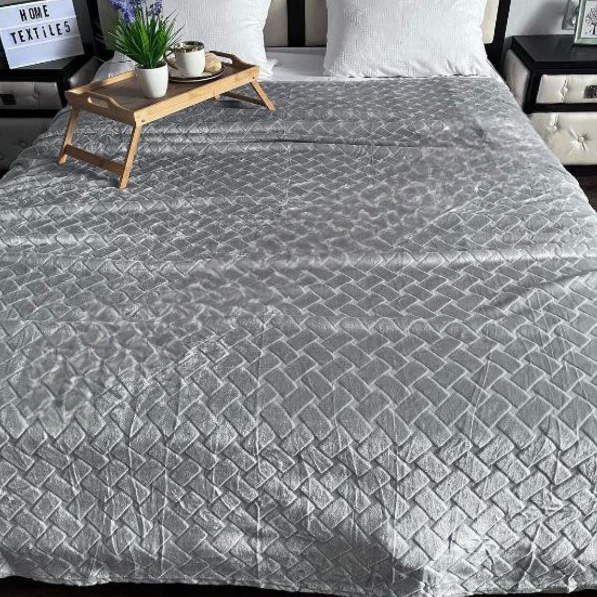 Плед пушистый Koloco Паркет двухспальный 180х200 см Серый (37788)