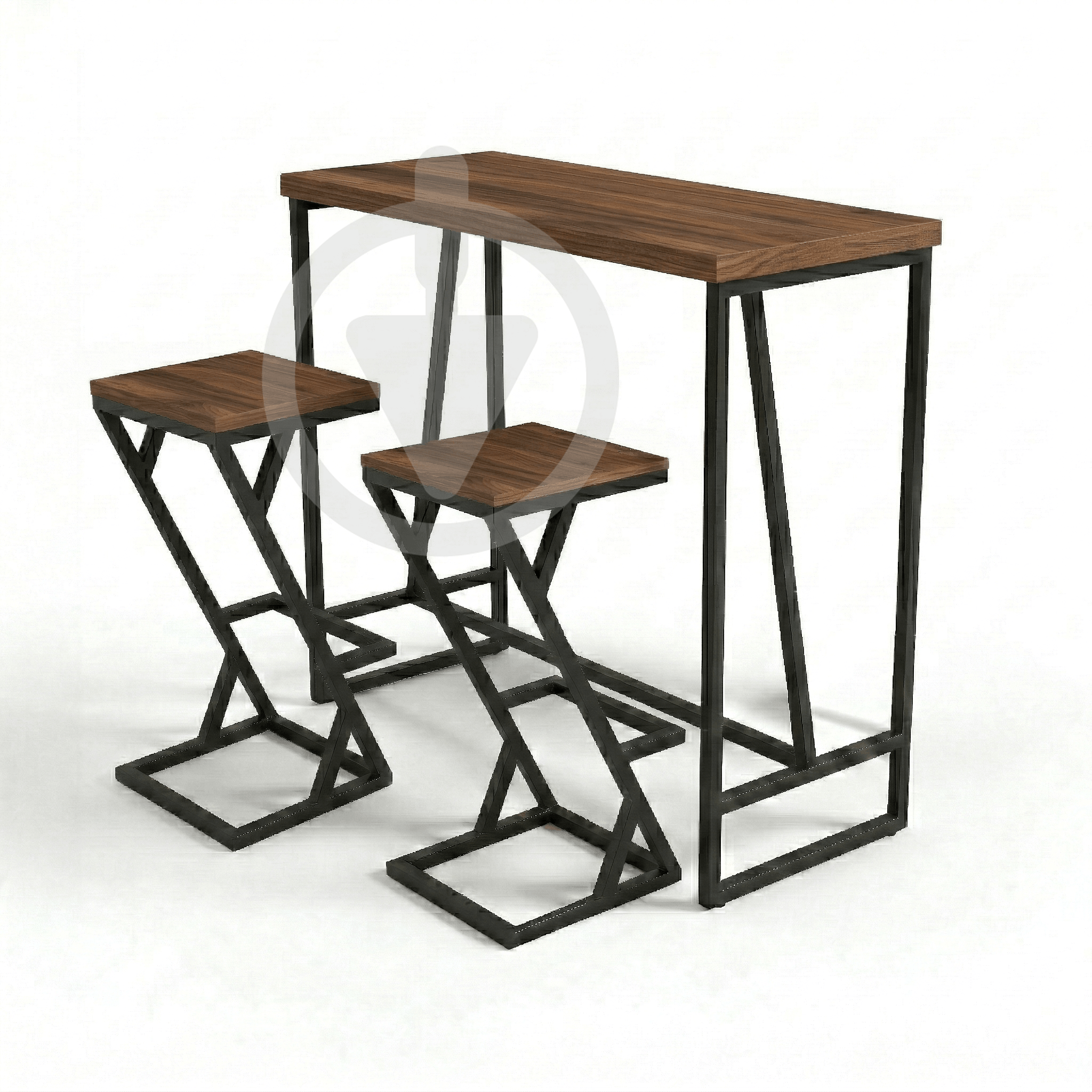 Барный стол со стульями AVVS Лофт 1110х470 мм натуральное дерево 40 мм/металлический каркас Черный/Орех Барный стол со стульями AVVS Лофт 1110х470 мм натуральное дерево 40 мм/металлический каркас Черный/Орех