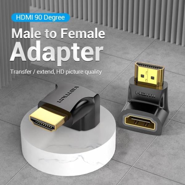 Адаптер-перехідник кутовий VENTION Up 90 HDMI Male-Female Чорний (605704) - фото 4