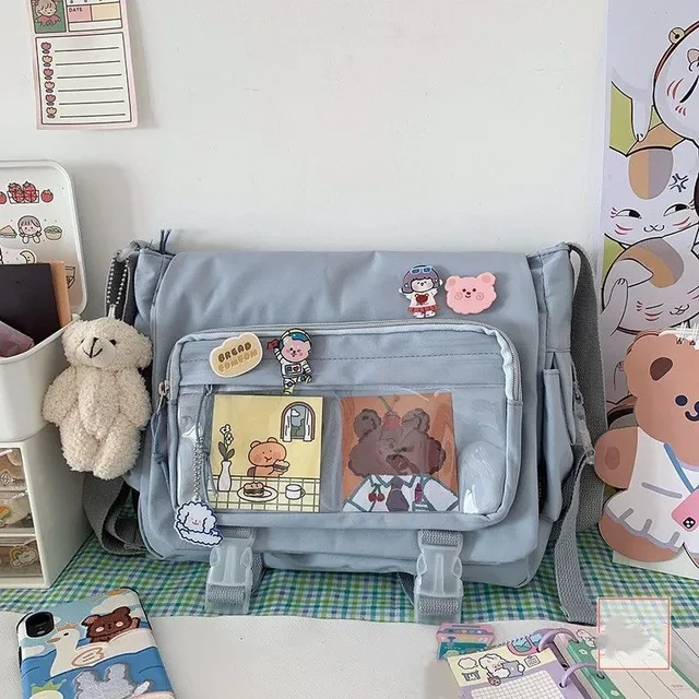 Сумка женская с карманами для школы/университета готическая Синий (А568) - фото 2 Сумка женская с карманами для школы/университета готическая Синий (А568) - фото 2