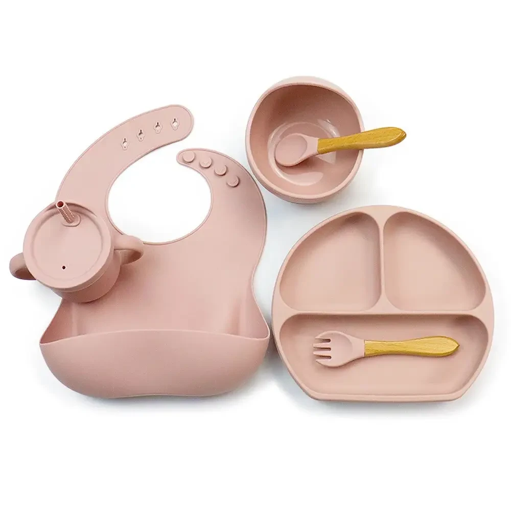 Набор силиконовой посуды для первого прикорма 6 пр. Розовый (2475)