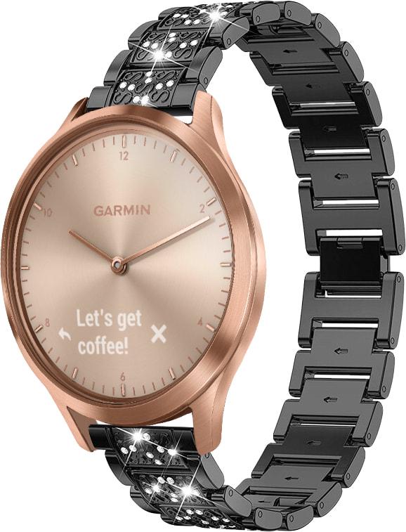 Браслет металлический Glam для Garmin Vivomove HR Black (32786-2B)
