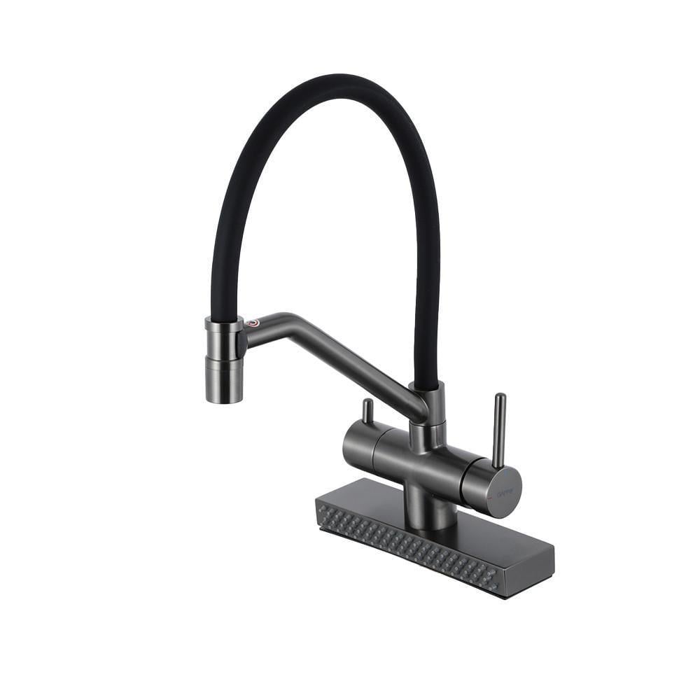 Смеситель для кухни с водопадом Gappo G4098-9 гибкий излив Оружейная сталь (1047627)