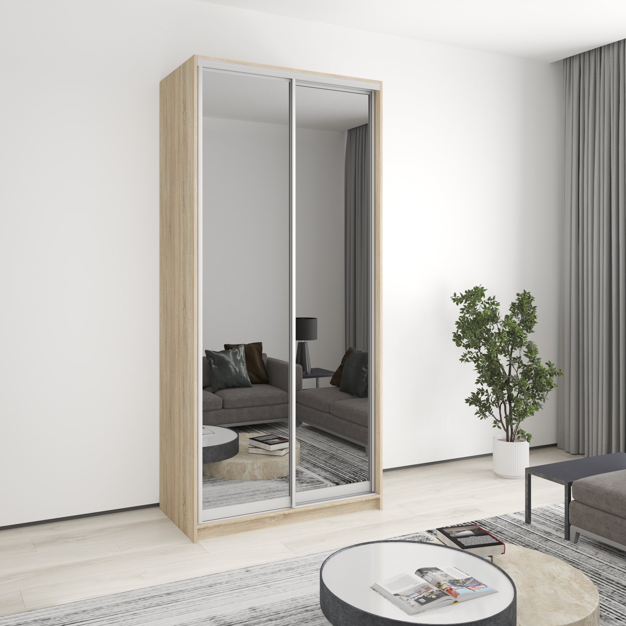 Шкаф-купе двухдверный Mebel Star Стандарт AL MBS-3871 110х60х240 см Дуб сонома (1005056)