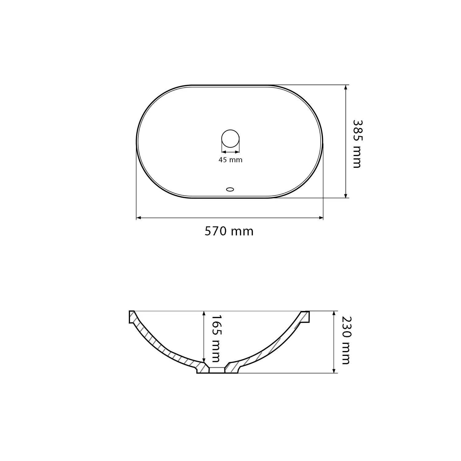 Раковина врізна VBI Mirandola овальна 385x570 мм Білий (RM-VBI-018007) - фото 5 Раковина врізна VBI Mirandola овальна 385x570 мм Білий (RM-VBI-018007) - фото 5