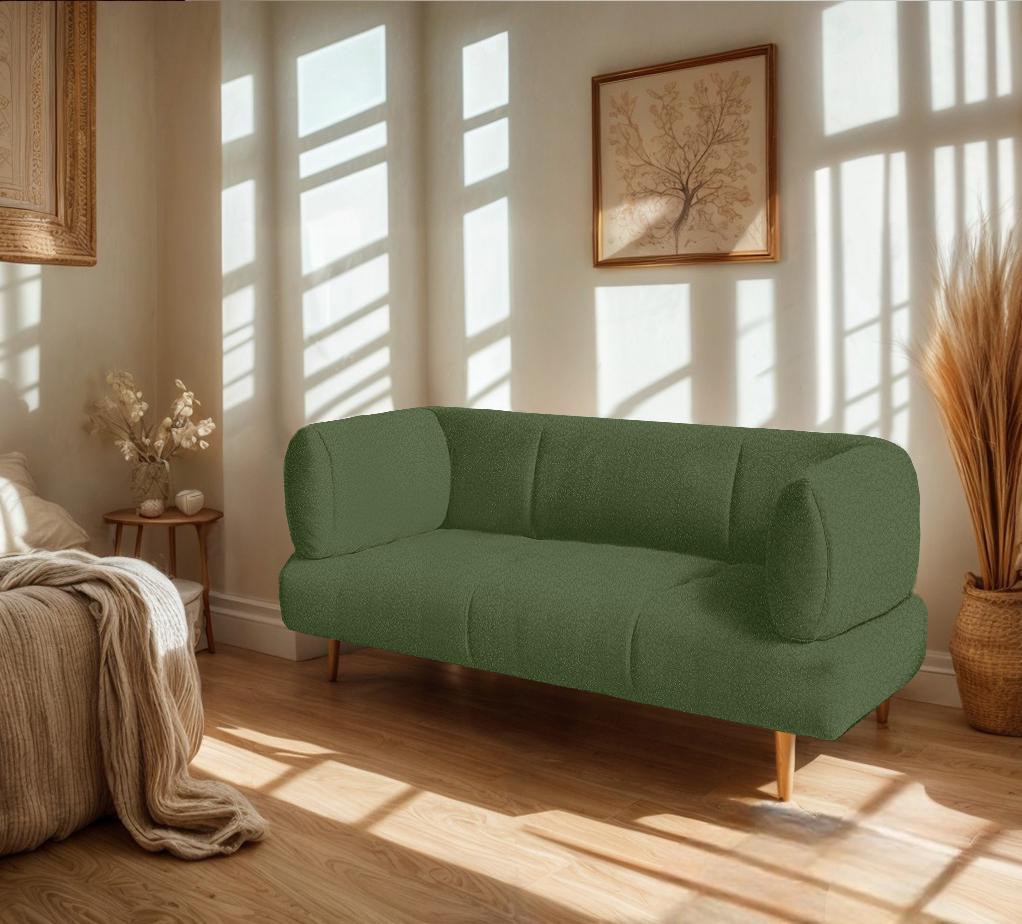 Диван офисный Tobi Sho Бенно-1 с подлокотниками и деревянными ножками букле Alpaca Оливковый/37, 1400х720х750 мм - фото 3 Диван офисный Tobi Sho Бенно-1 с подлокотниками и деревянными ножками букле Alpaca Оливковый/37, 1400х720х750 мм - фото 3