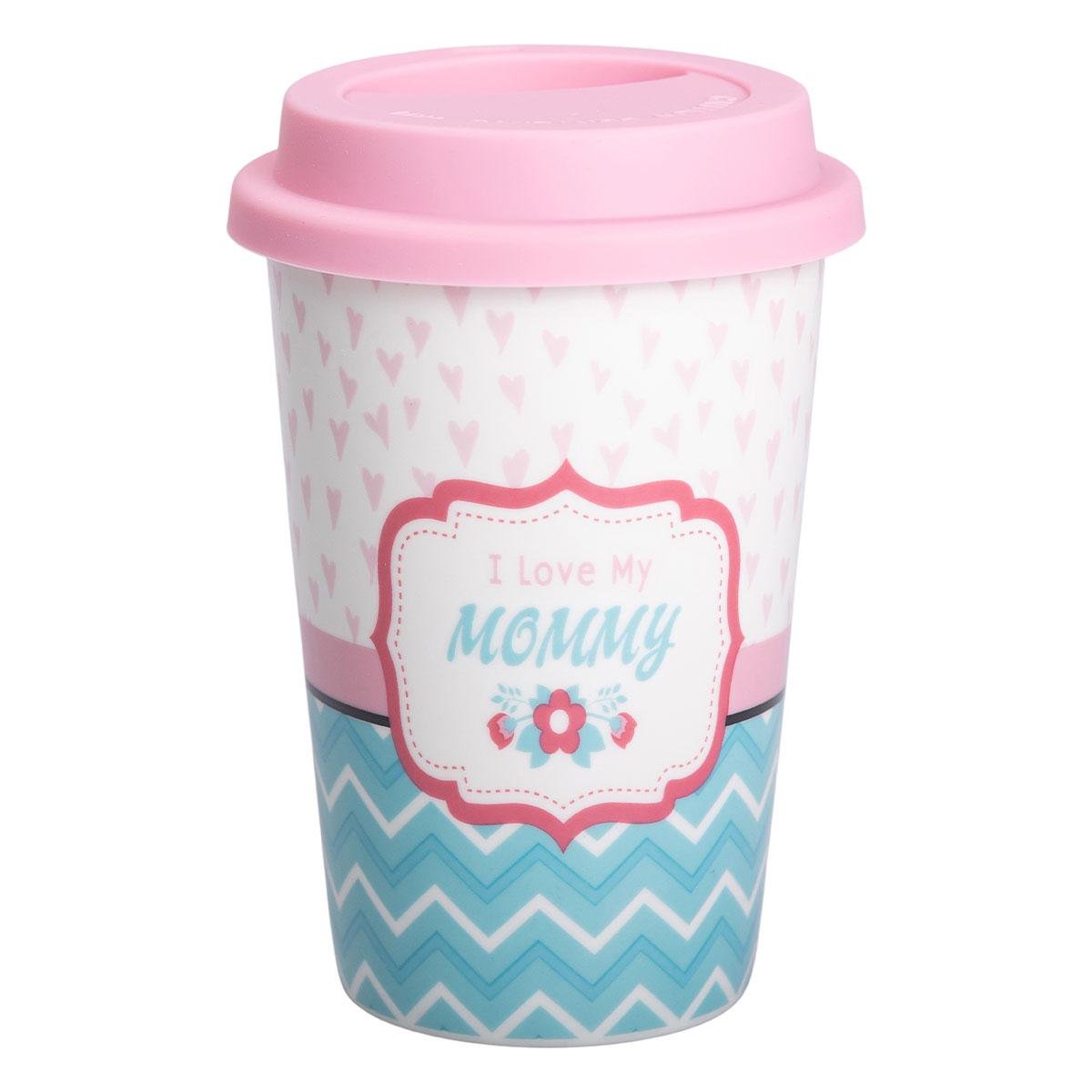 Стакан керамический Light House с силиконовой крышкой 420 мл Розовый/Голубой (LG-20180)