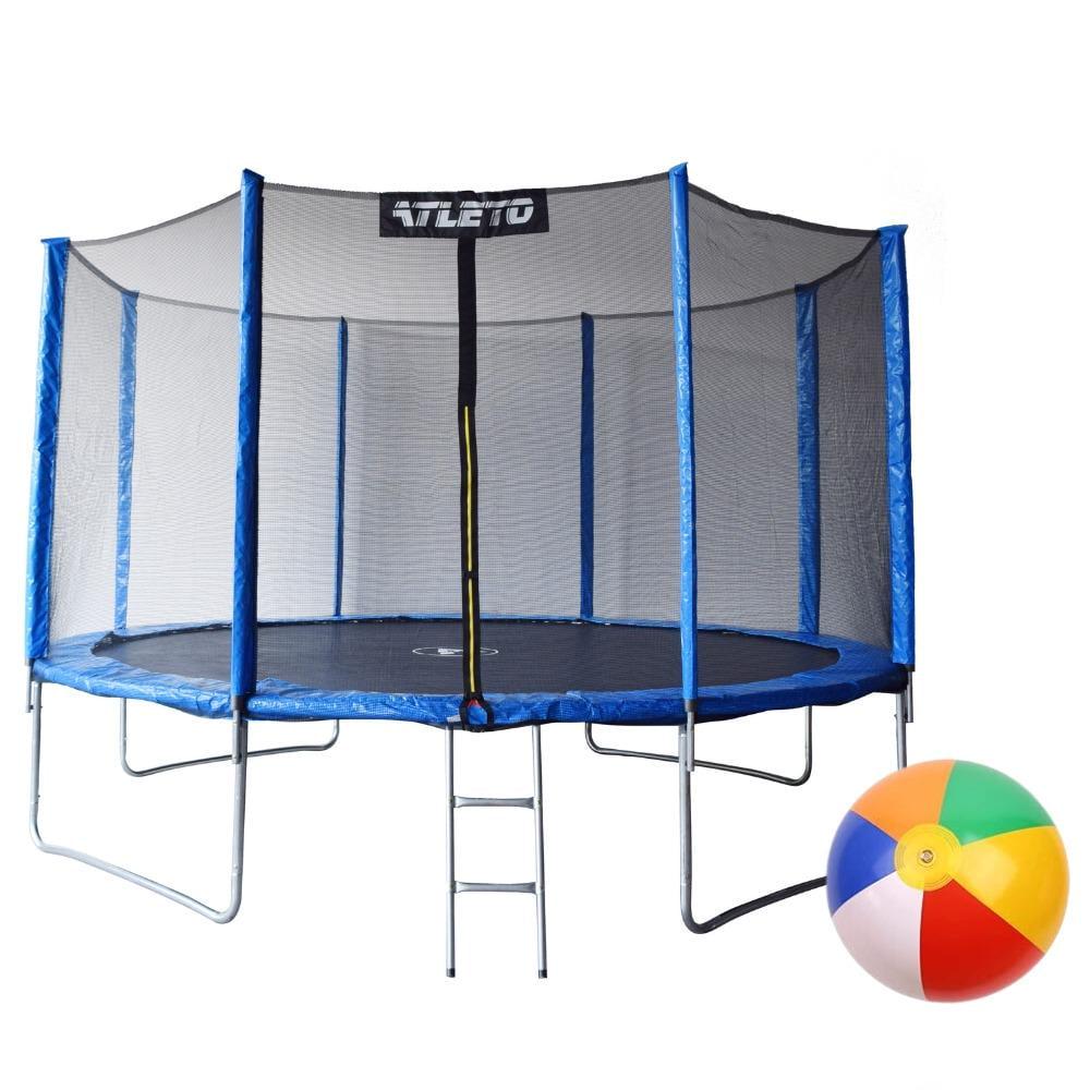 Батут дитячий Atleto з сіткою та драбинкою 404 см Синій - фото 1