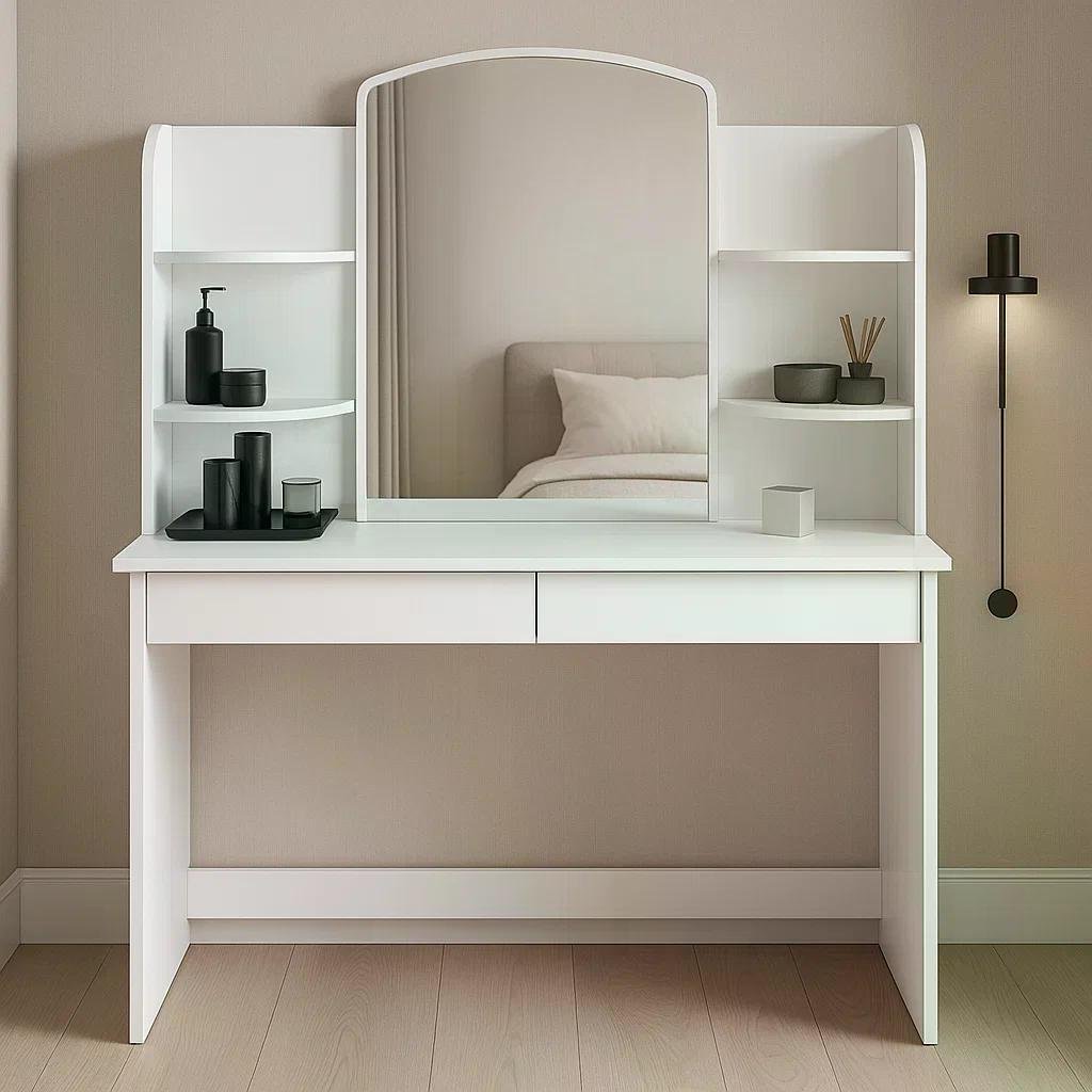 Стол для макияжа с зеркалом туалетный Бьюти-3 Белый Стол для макияжа с зеркалом туалетный Бьюти-3 Белый